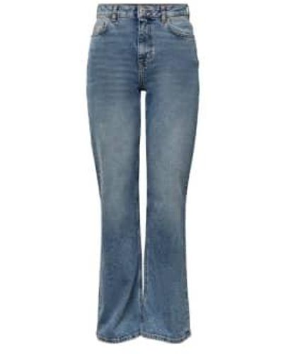 Pieces Holly Wide Leg Jeans Mid Wash - Blu