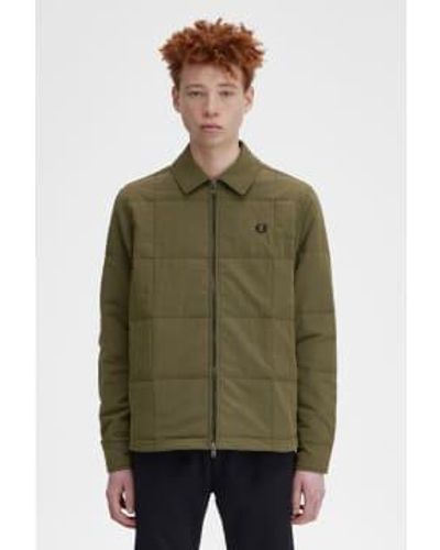 Fred Perry Mens Quilted Overshirt - Verde