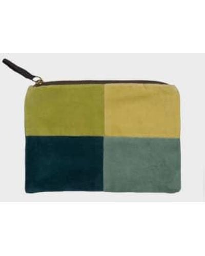 Artebene Embrague cosmetic bag velvet squares - Verde
