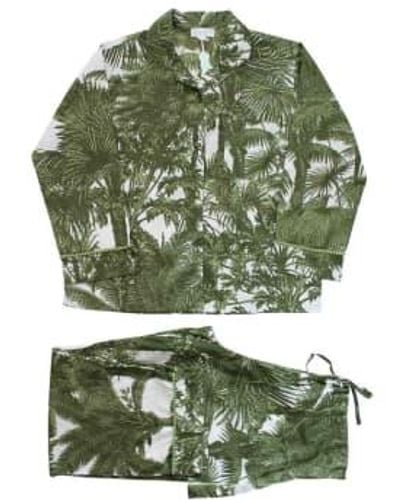 Powell Craft Tropical Fern Print Pajamas S/m - Green