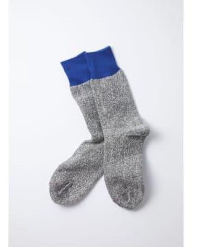RoToTo /grey Double Face Crew Socks M - Blue