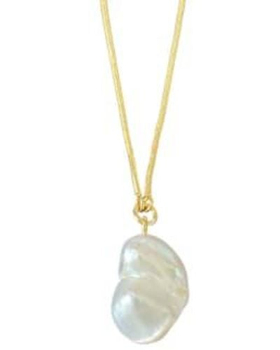 WINDOW DRESSING THE SOUL Wdts 925 Gold Snake Chain Faux Pearl Pendant - Metallizzato