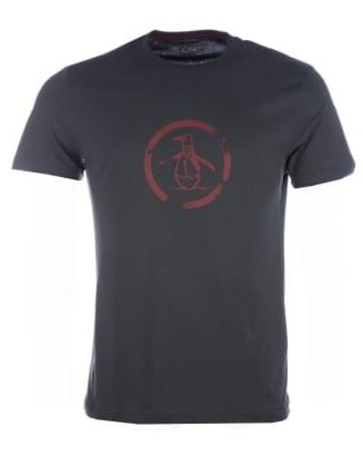 Original Penguin Distressed Circle Logo T-shirt Charcoal - Gray