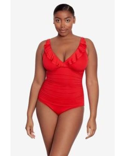 Ralph Lauren Frill Swimsuit In - Rosso