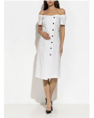 Marella Stripped Linen Dress - White