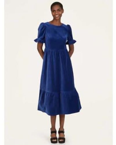 Thought Alleegra Organic Cotton Velvet Midi Dress Dark Sapphire 8 - Blue