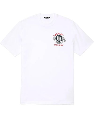 Replay Custom Speed Shop T -Shirt - Weiß