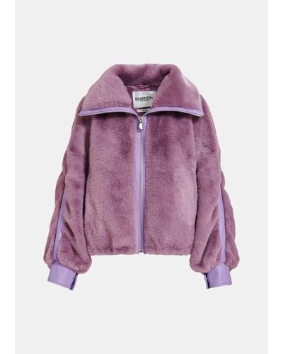 Essentiel Antwerp Erg Faux Fur Jacket In Purple - Viola