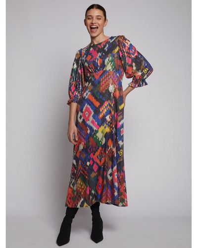 Vilagallo Kara Dress Ikat Sequins Print - Multicolor