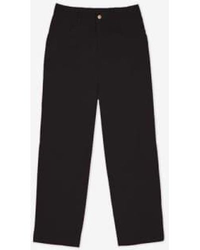 Lowie Pantalon noir en drill coton à vant plat