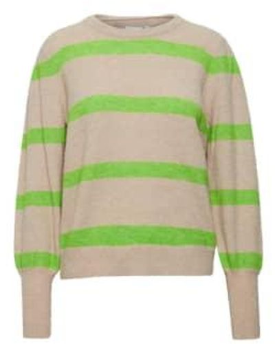 Ichi Dusty Knit S / Stripe - Green