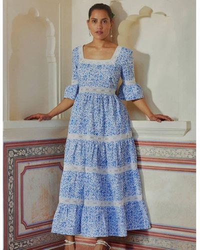 Pink City Prints Celine Dress - Blue