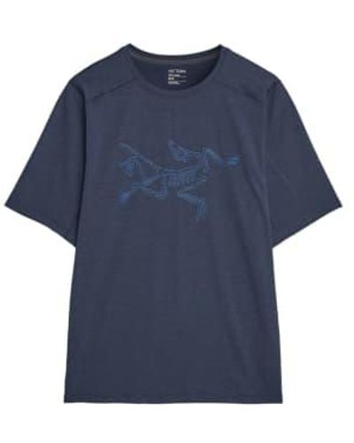 Arc'teryx T-shirt cormac logo uomo schwarzer saphir - Blau