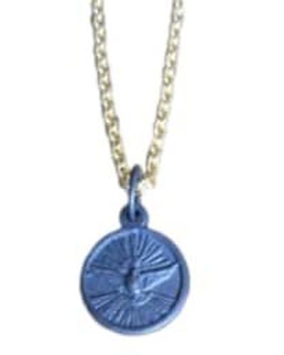 WINDOW DRESSING THE SOUL Dove Of Peace Plated Pendant Oxidised Silver - Blue