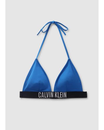 Calvin Klein Tapa l triángulo l logotipo las es bikini en el azul dinámico