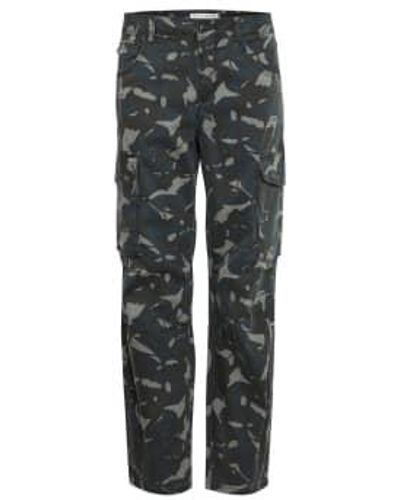 Pulz Pantalon cargaison pzlian camouflage bleu et noir - Gris