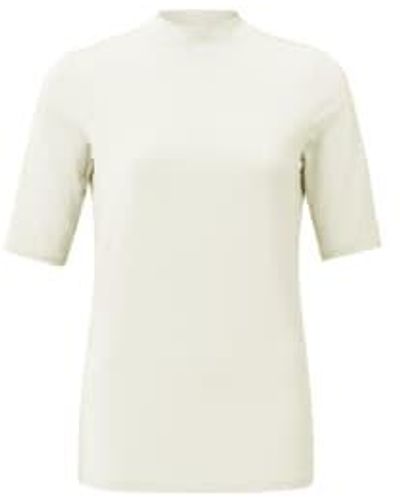 Yaya Onyx weißes weiches t -shirt mit rollkragenpulloverck