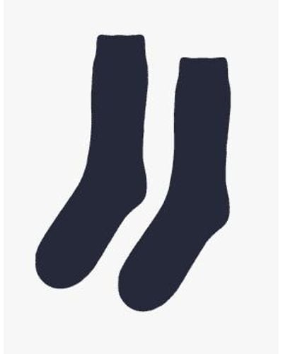 COLORFUL STANDARD Cs6003 merino blend sock navy blue - Azul