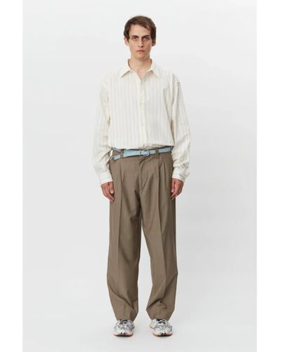 mfpen Classic Pants Taupe Gray Stripe - White