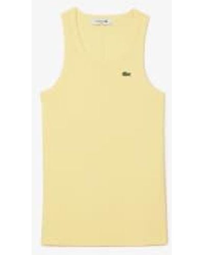 Lacoste Amarillo camiseta de tirantes de slim fit en algodón ecológico