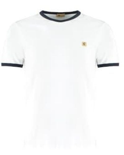 Gabicci Ringer With Navy Trim T Shirt - Bianco