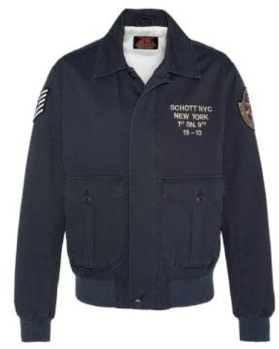 Schott Nyc Arsenal Pilote Blouson Embroidered Navy L - Blue