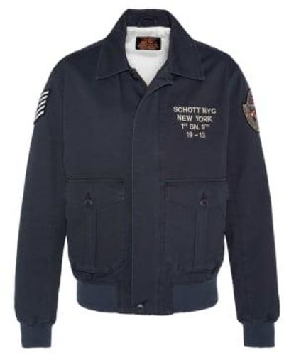 Schott Nyc Arsenal Pilote Blouson Embroidered - Blue