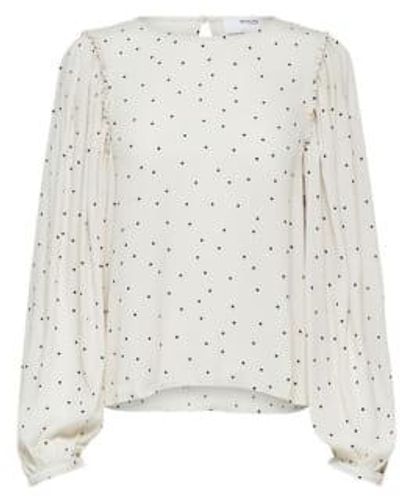 SELECTED Dotted Ruffle Trim Top 3 - Bianco
