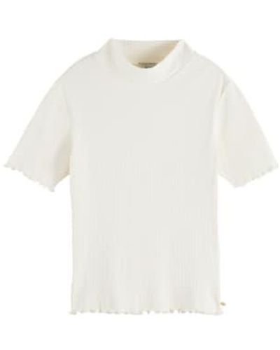 Scotch & Soda Rib Knit Short Sleeved T Shirt S - White