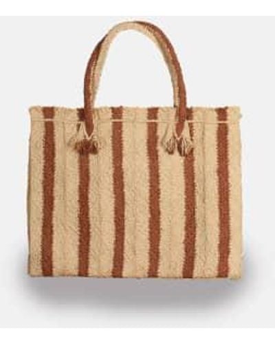 Sans Arcidet Georges Raffia Striped Bag & Camel - Brown