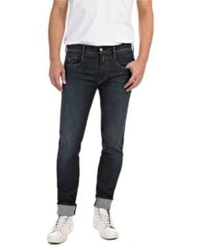 Replay Hyperflex Re Used Anbass Slim Fit Jeans Raw - Nero