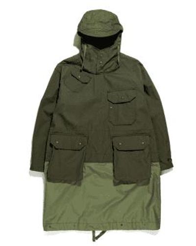 Engineered Garments Over Parka Olive Heavyweight Cotton Ripstop S - Green