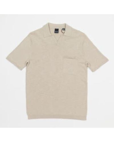 Only & Sons Resort Short Sleeve Knitted Polo Shirt In - Natural