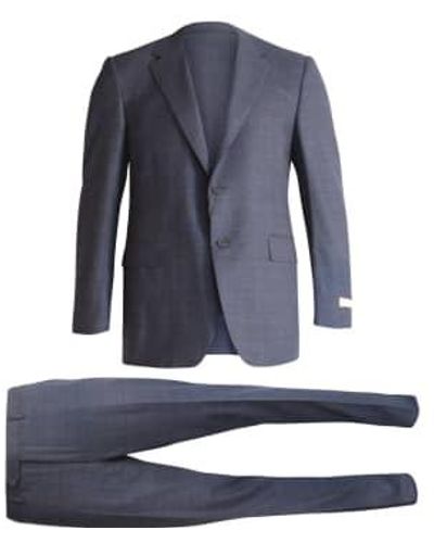 Canali Overcheck Venezia Suit 58 Navy - Blue