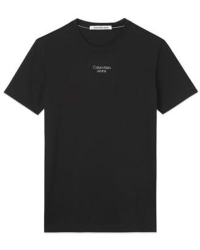 Calvin Klein T-shirt mit gestapeltem logo - Schwarz