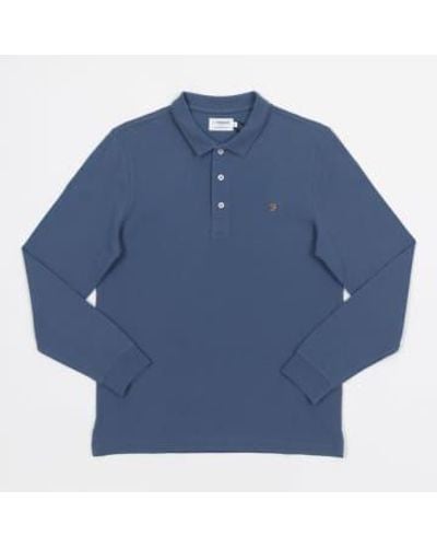 Farah Polos manga larga blanes en azul