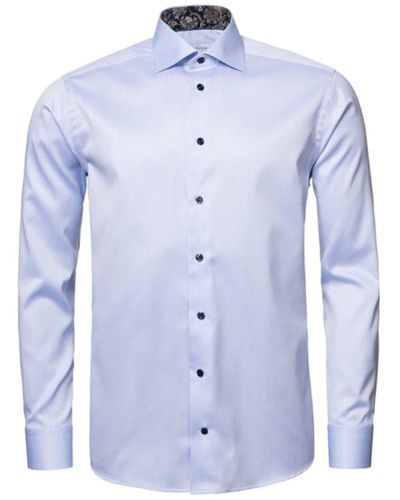 Eton Contemporary Fit Sky Blue Paisley Effect Signature Twill Shirt 10001080321