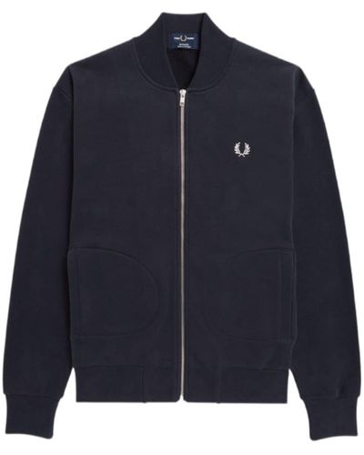Fred Perry Reissues Loopack Bomber Neck Track Jacket Navy - Blue