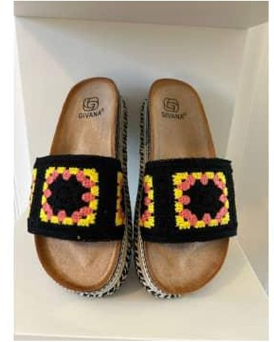 Anorak Plataforma crochet givana zapatos sandalias mulas - Metálico