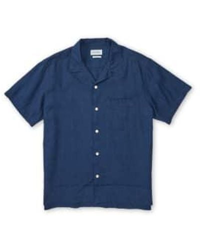 Oliver Spencer Lawes Navy Havana Short Sleeve Shirt M - Blue