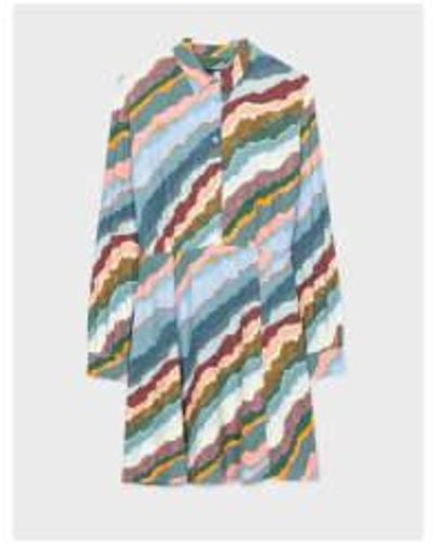 Paul Smith Watercolour Stripes Short Dress Col: 92 Multicolour, Size: 14 - Blue
