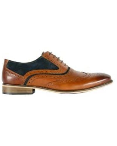 Front Spencer Oxford Leather Brogues Tan / Navy 8 - Brown