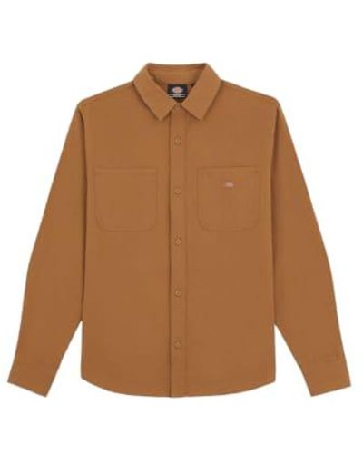 Dickies Camicia Duck Canvas Uomo Stone Washed - Marrone