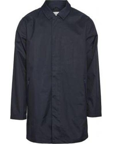 Knowledge Cotton Total Eclipse 92394 Beech Long Carcoat Jacket - Blu