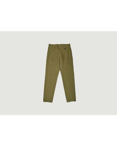 Oliver Spencer Fishtail Organic Cotton Straight Trousers - Green