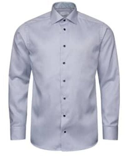 Eton Dark Slim Fit Fine Striped Signature Twill Shirt 10001172325 15.75 - Blue