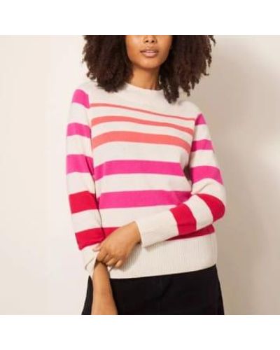 White Stuff Cora Crew Neck Cashmere Sweater Pink Multi 12