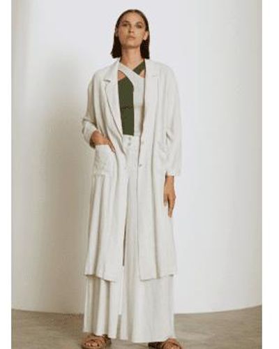 SKATÏE Washed Linen Mix Trench S - White