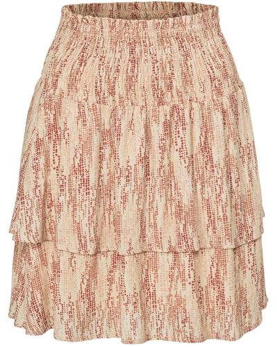 Yaya Printed Skirt With Smocked Waistband - Natural
