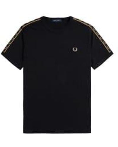 Fred Perry Taped Ringer T Shirt Warm Stone - Nero